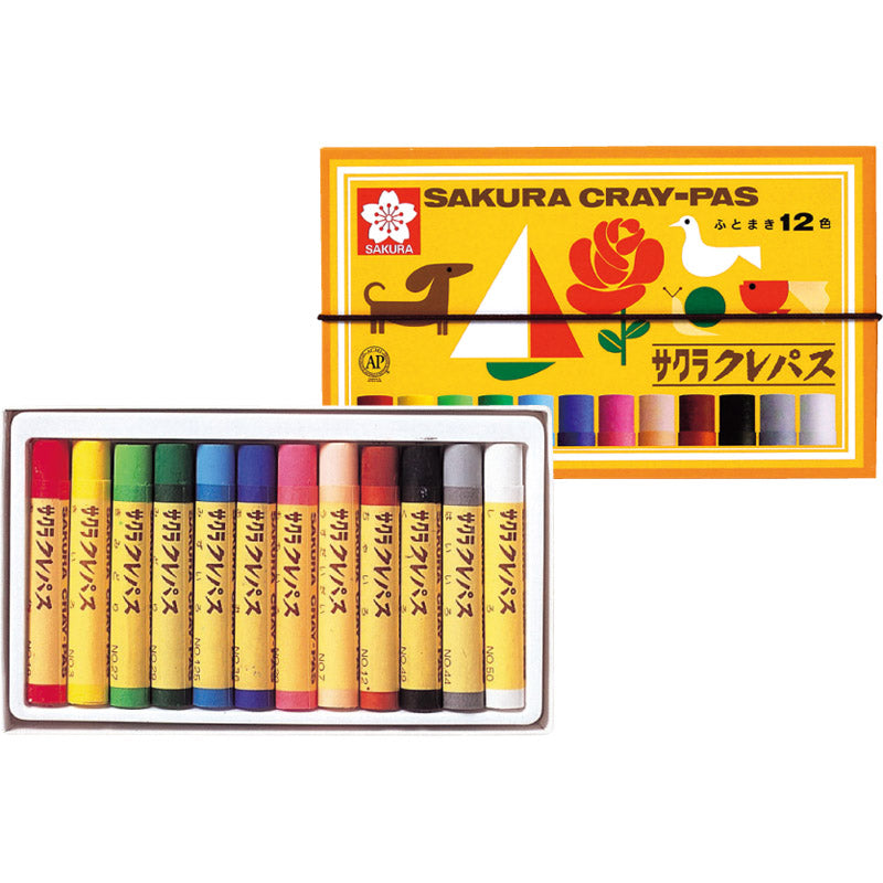 Sakura Cray-Pas Futomaki Oil Pastels - 12 Color Set (LP12R)