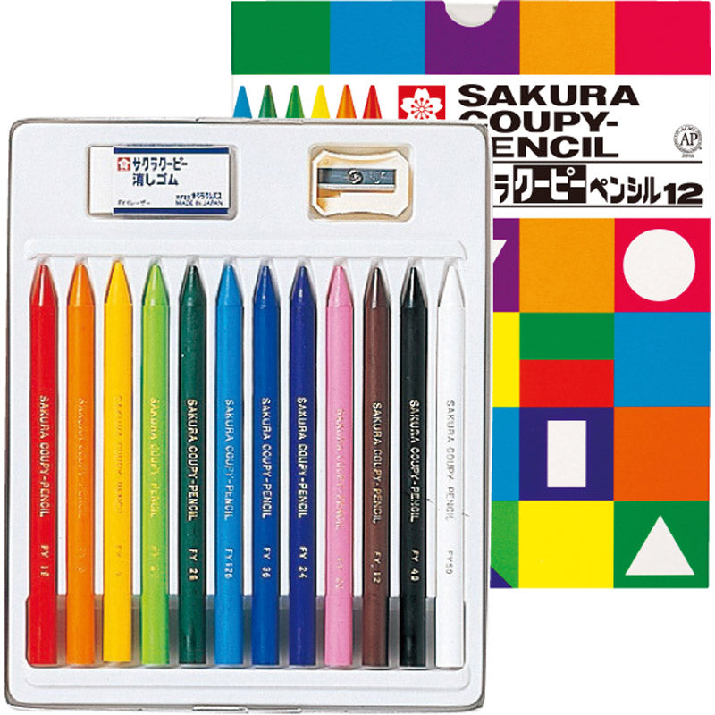 Sakura Coupy Pencil Colored Pencils - 12 Color Set, Paper Box (FY12K)
